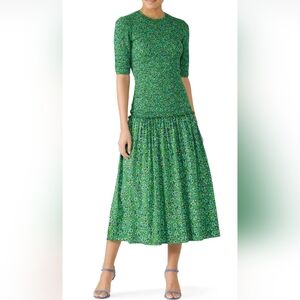Rhode Zola Green Floral Midi Dress